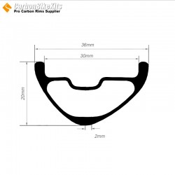 Ultralight  1160g 29er MTB Carbon Wheelset 36x20mm inner Width 27mm Tubeless Hookless Asymmetric